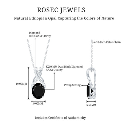 4 Carat Oval Lab Created Black Diamond Infinity Necklace With Chain