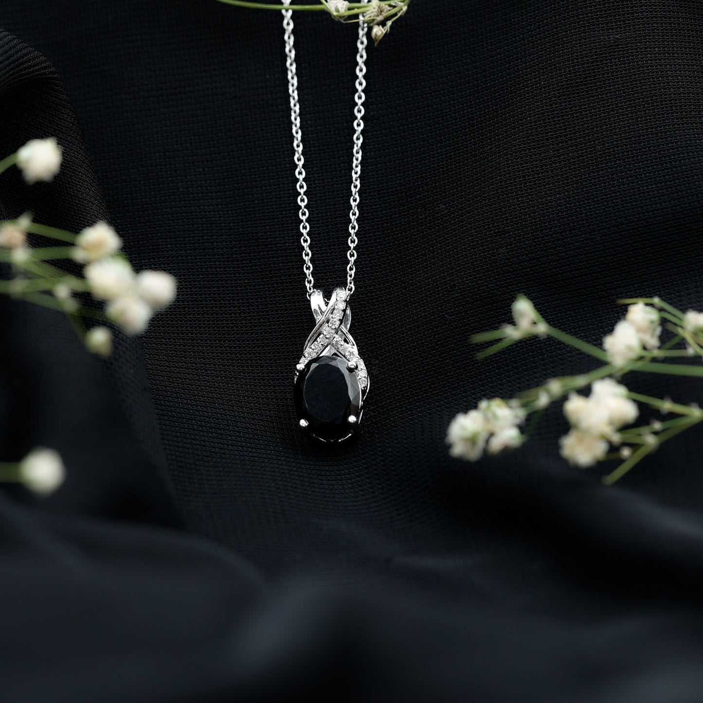 4 Carat Oval Lab Created Black Diamond Infinity Necklace With Chain