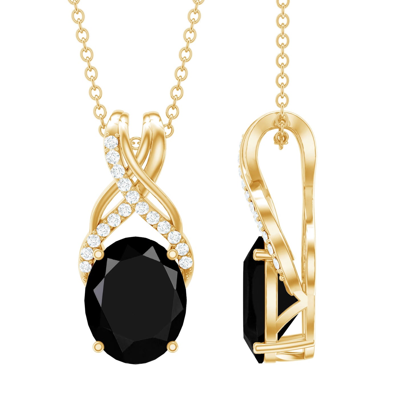 4 Carat Oval Lab Created Black Diamond Infinity Necklace With Chain