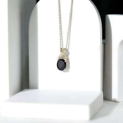 4 Carat Oval Lab Created Black Diamond Infinity Necklace With Chain