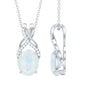 Real 0.6 Carat Oval Shape Moonstone Necklace with Diamond Twisted Bail