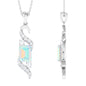 Contemporary 2 Carat Emerald Cut Ethiopian Opal Pendant Necklace with Diamond