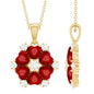 Heart Shape Lab Created Ruby and Diamond Flower Necklace