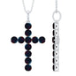 Natural Black Opal Cross Pendant Necklace in Silver
