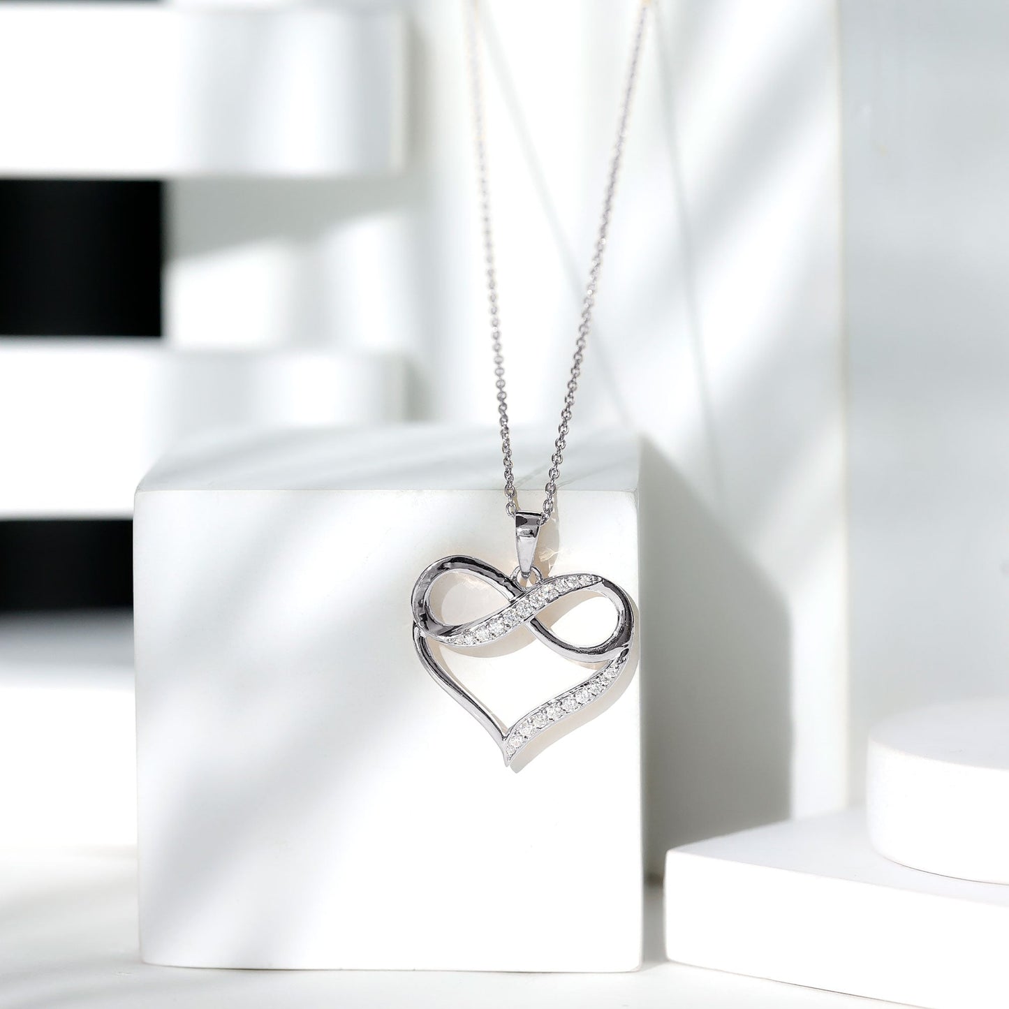 Certified Moissanite Infinity Heart Pendant Necklace