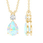 Real Ethiopian Opal Teardrop Necklace with Moissanite