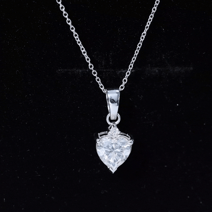 Certified 2 Carat Moissanite Solitaire Heart Necklace