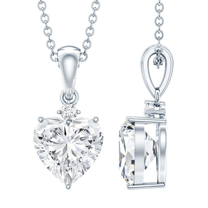 Certified 2 Carat Moissanite Solitaire Heart Necklace