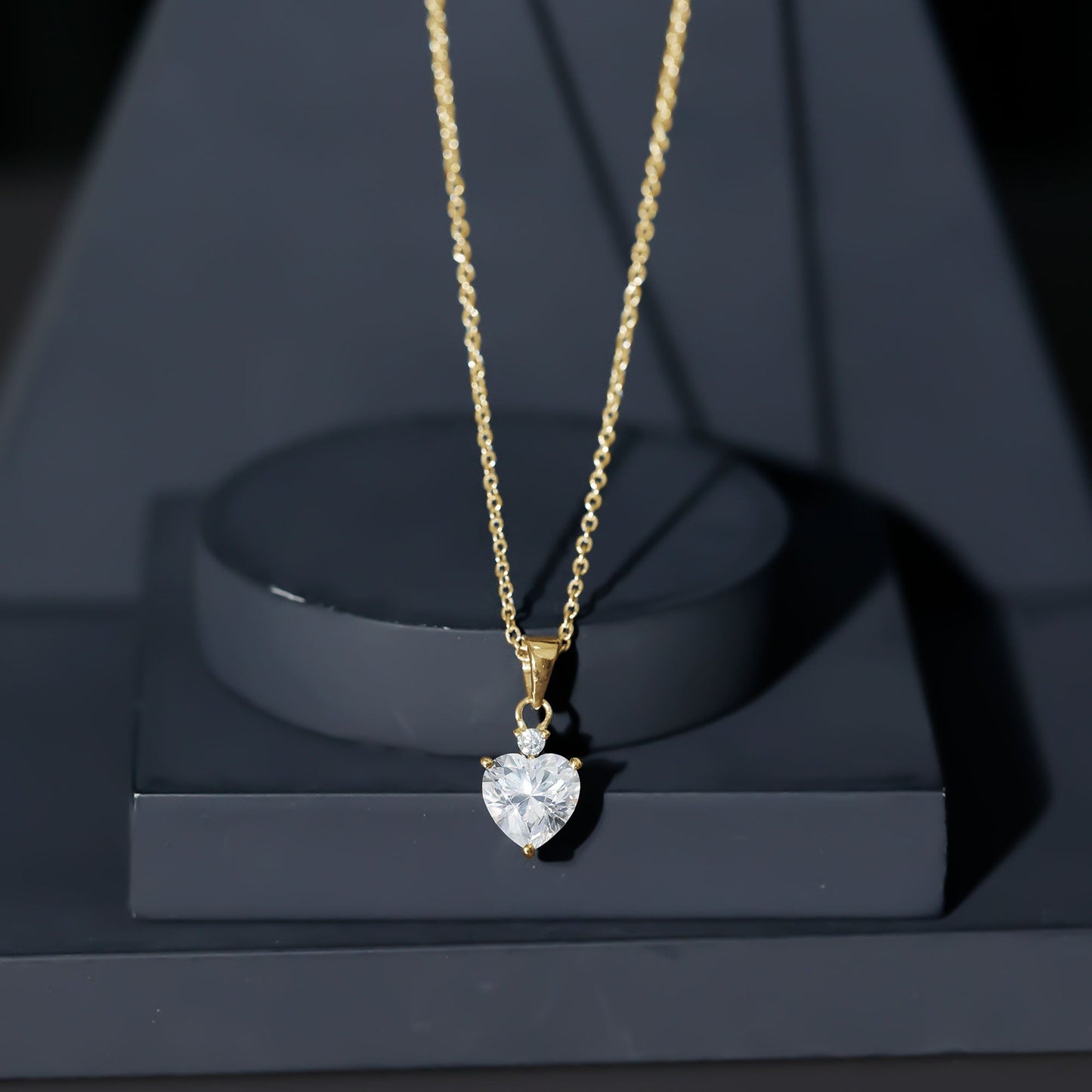 Certified 2 Carat Moissanite Solitaire Heart Necklace