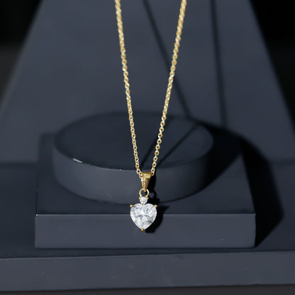 Certified 2 Carat Moissanite Solitaire Heart Necklace