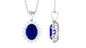 1.5 Carat Oval Shape Lab Grown Blue Sapphire Princess Diana Inspired Necklace