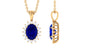 1.5 Carat Oval Shape Lab Grown Blue Sapphire Princess Diana Inspired Necklace