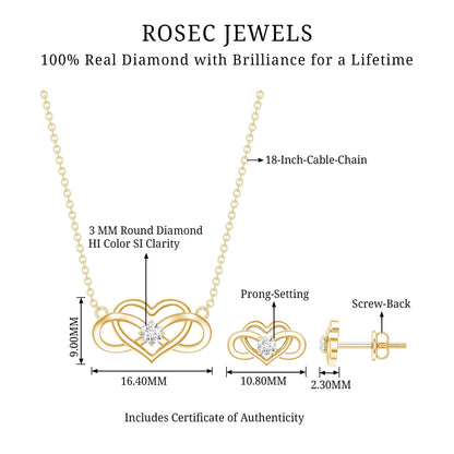 Round Cut Diamond Infinity Heart Jewelry Set