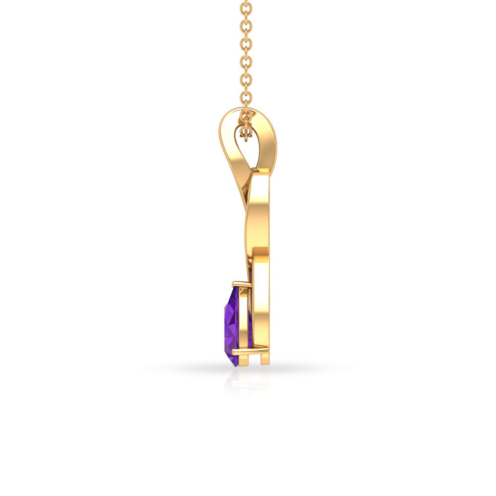 Natural 1 Carat Amethyst Infinity Pendant Necklace with Diamond