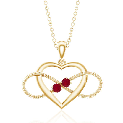 Unique Heart Infinity Pendant Necklace with Ruby