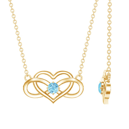 Certified Aquamarine Infinity and Heart Necklace