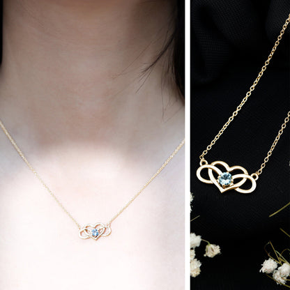 Certified Aquamarine Infinity and Heart Necklace