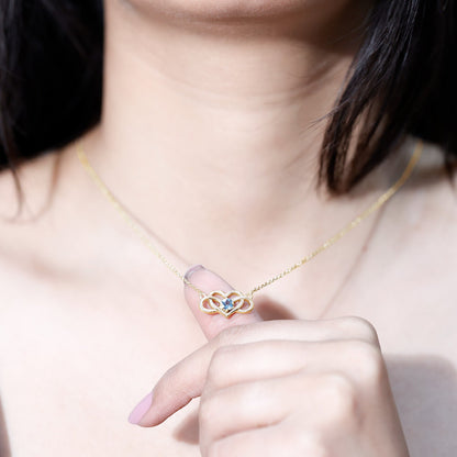 Certified Aquamarine Infinity and Heart Necklace