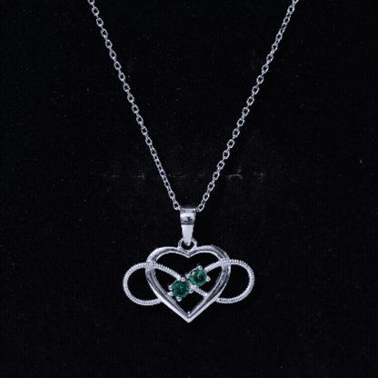 Lab Created Emerald Heart and Infinity Pendant Necklace