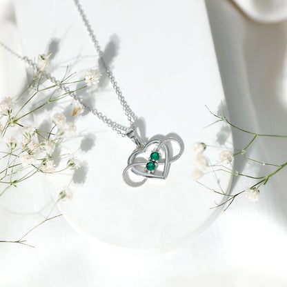 Lab Created Emerald Heart and Infinity Pendant Necklace