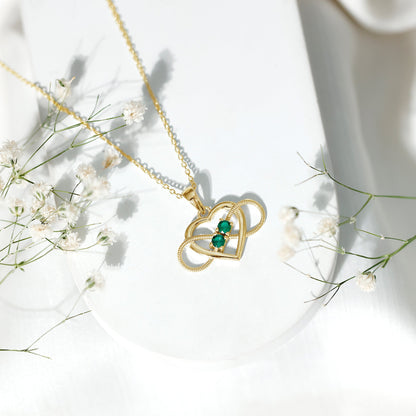 Lab Created Emerald Heart and Infinity Pendant Necklace