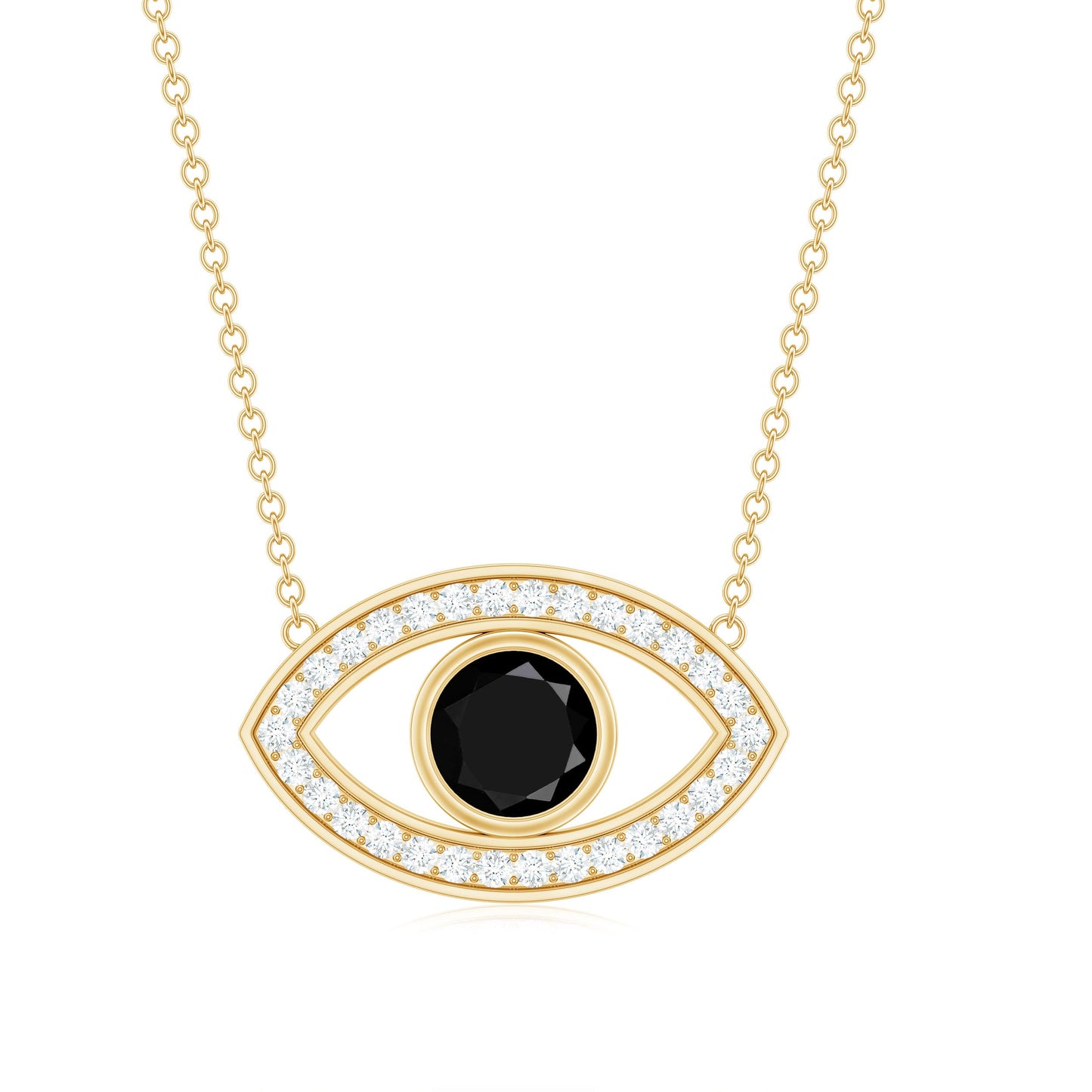 Gothic Lab Created Black Diamond Evil Eye Necklace With Diamond