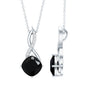 Cushion Cut Black Onyx Solitaire Infinity Necklace with Lab Diamond