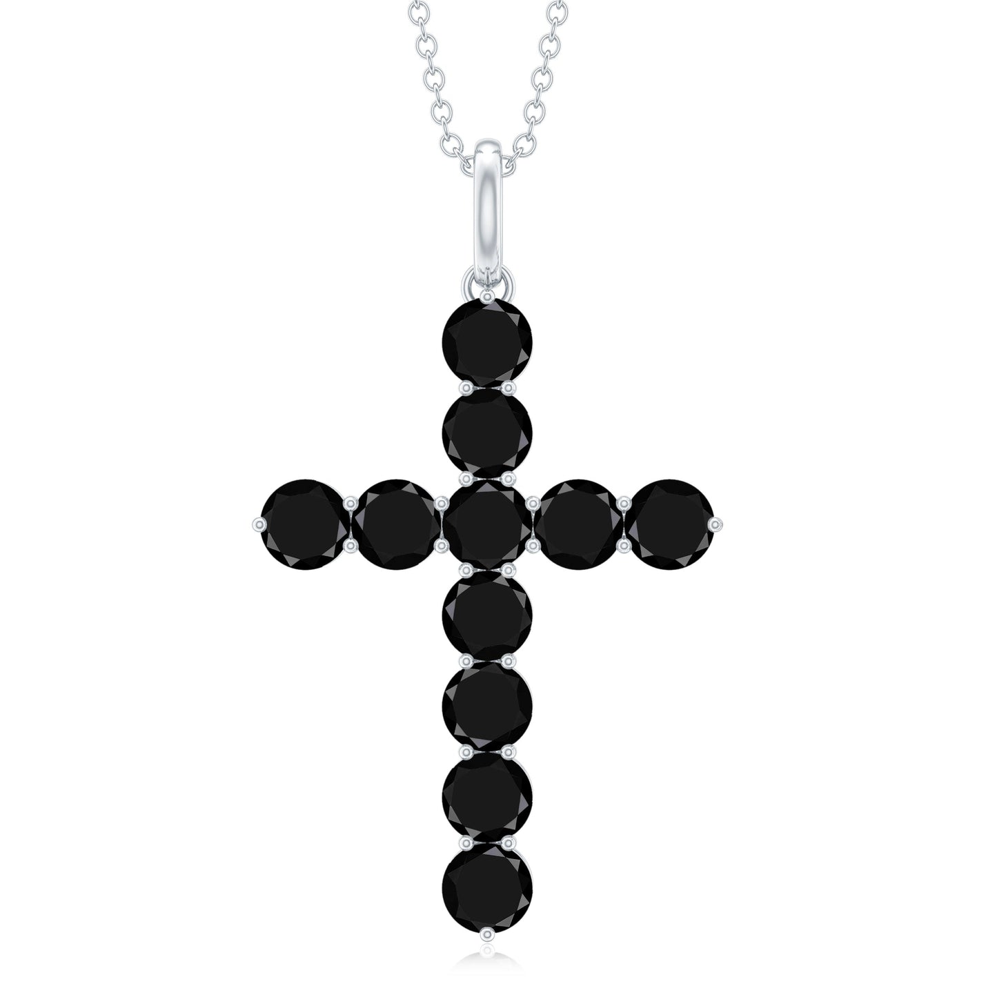 Lab Created Black Diamond Cross Pendant Necklace