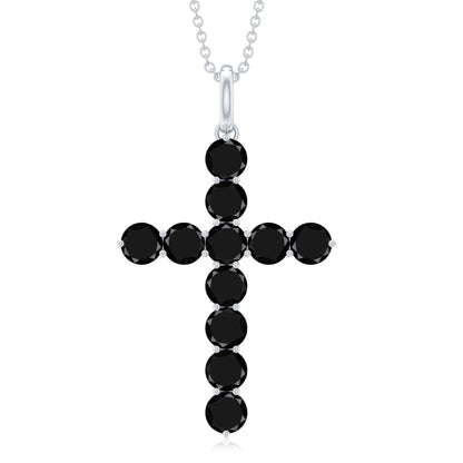 Lab Created Black Diamond Cross Pendant Necklace