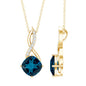 2.8 Carat Cushion Cut London Blue Topaz Infinity Pendant with Diamond