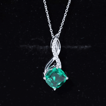 Certified Lab Created Emerald Infinity Necklace with Moissanite