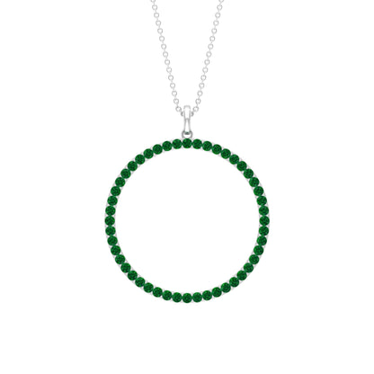 Emerald Eternity Pendant in Pave Setting