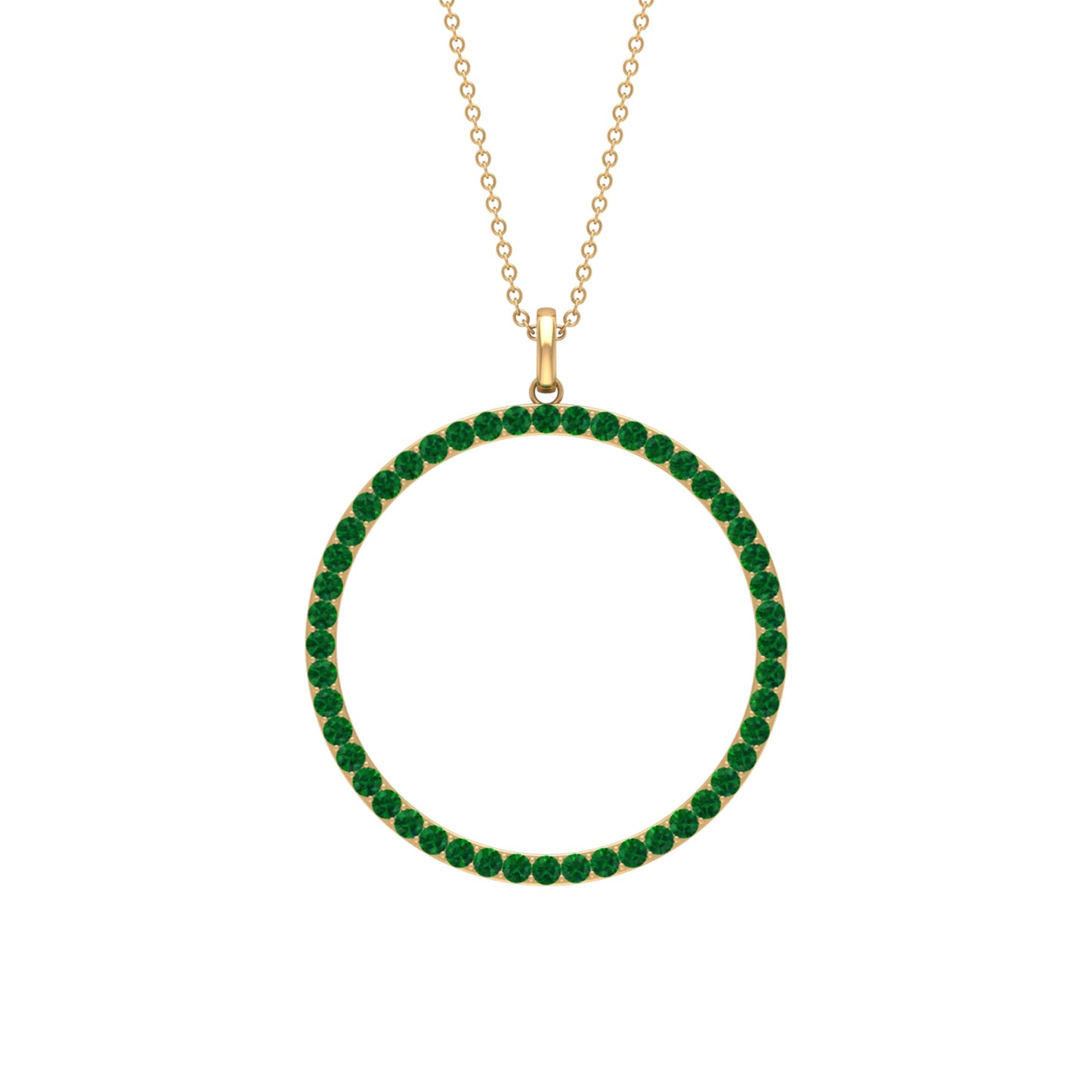 Emerald Eternity Pendant in Pave Setting
