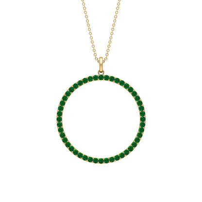 Emerald Eternity Pendant in Pave Setting