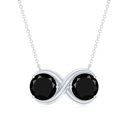 Round Cut Black Spinel Two Stone Infinity Necklace