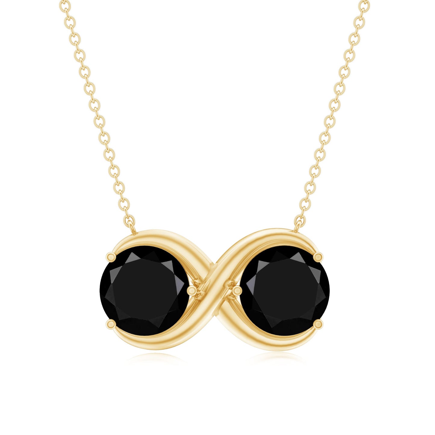 Round Cut Black Spinel Two Stone Infinity Necklace