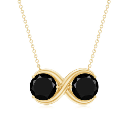 Round Cut Black Spinel Two Stone Infinity Necklace