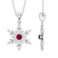 Natural Ruby and Diamond Snowflake Pendant Necklace