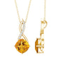 Natural 2.23 Carat Cushion Cut Citrine Infinity Pendant Necklace with Diamond