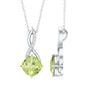 2 Carat Cushion Cut Peridot and Diamond Infinity Necklace