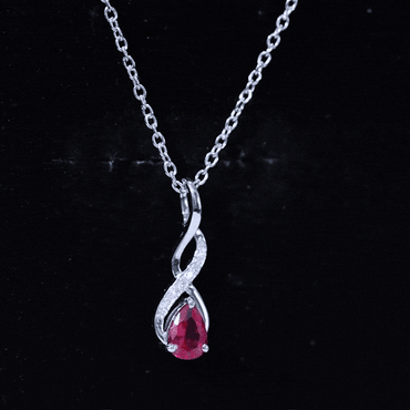 Lab Grown Ruby Teardrop Infinity Necklace with Chain
