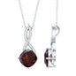 3.2 Carat Cushion Garnet Drop Infinity Necklace with Diamond