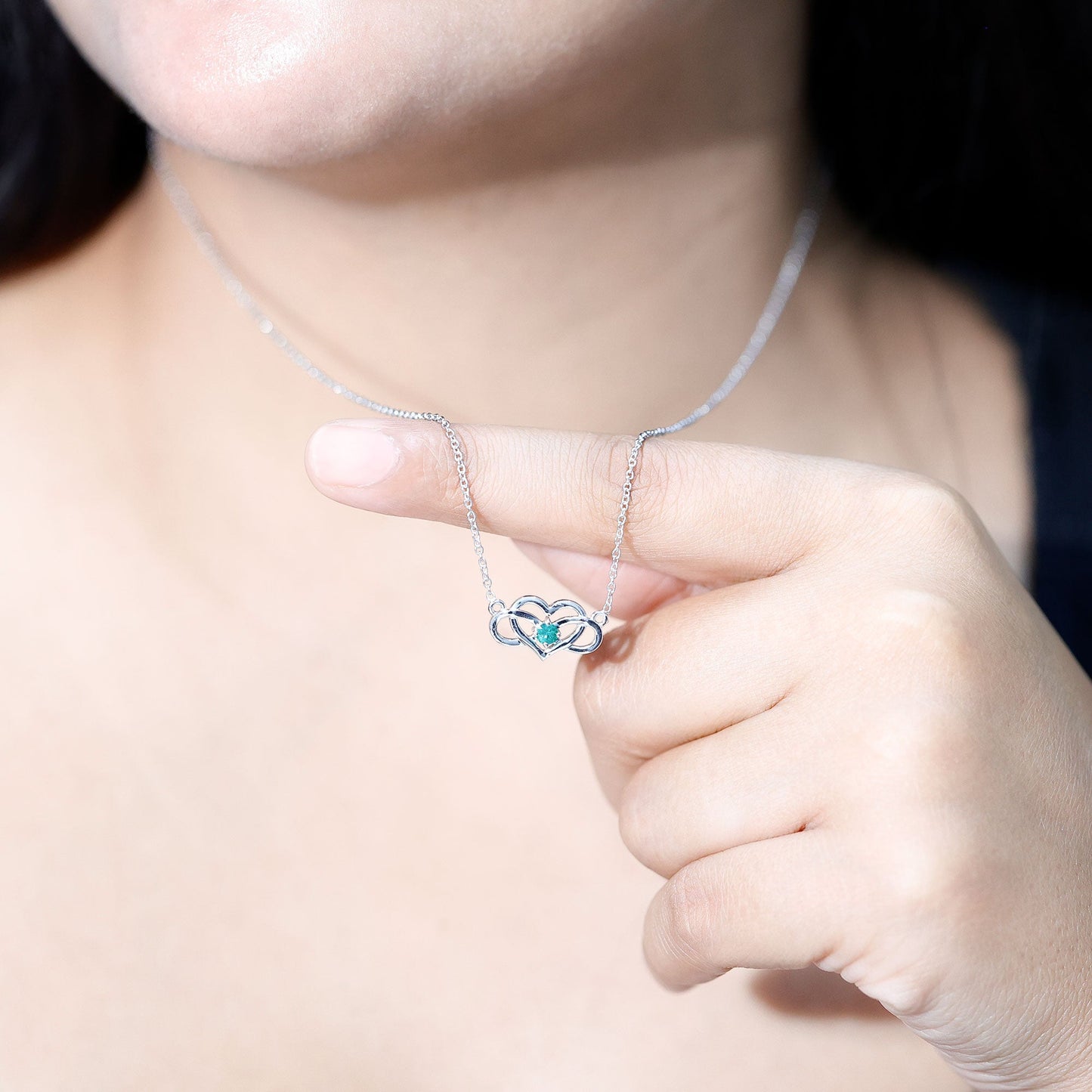 Emerald Heart and Infinity Chain Necklace for Women