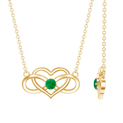 Emerald Heart and Infinity Chain Necklace for Women