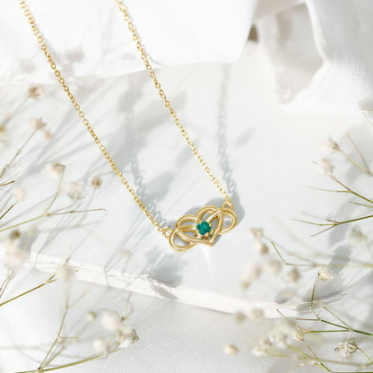 Emerald Heart and Infinity Chain Necklace for Women
