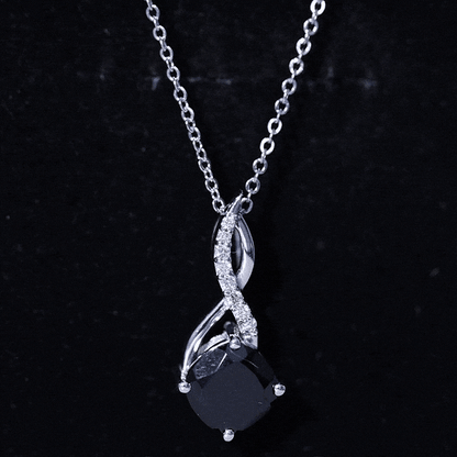 2.83 Carat Cushion Lab Grown Black Diamond Infinity Necklace