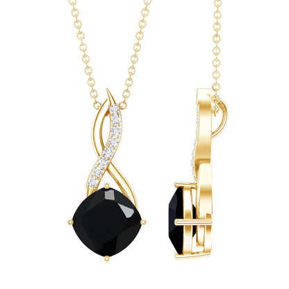 2.83 Carat Cushion Lab Grown Black Diamond Infinity Necklace