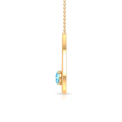 Real Aquamarine and Diamond Teardrop Necklace
