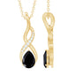 1 Carat Pear Shape Black Onyx Infinity Necklace with Diamonds