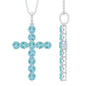 Womens Cross Necklace with Sky Blue Topaz